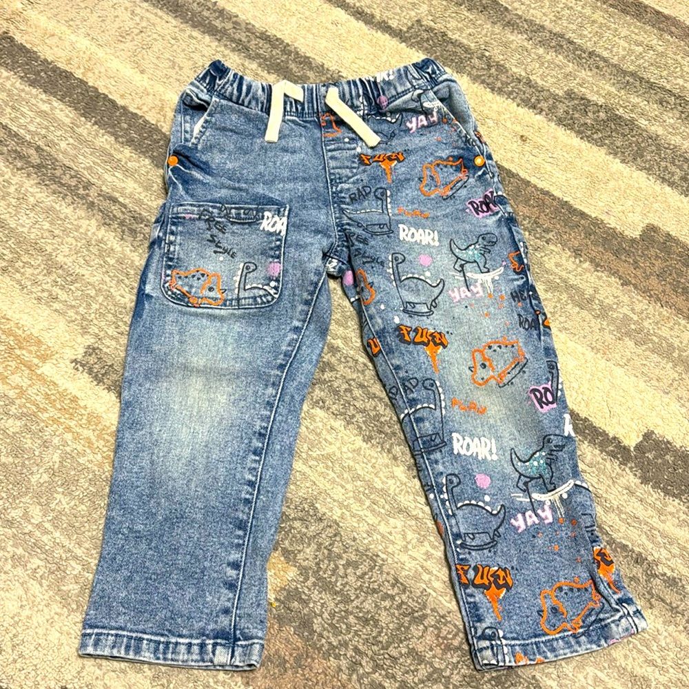 Jeans, cool dinosaur design  2-3 yrs